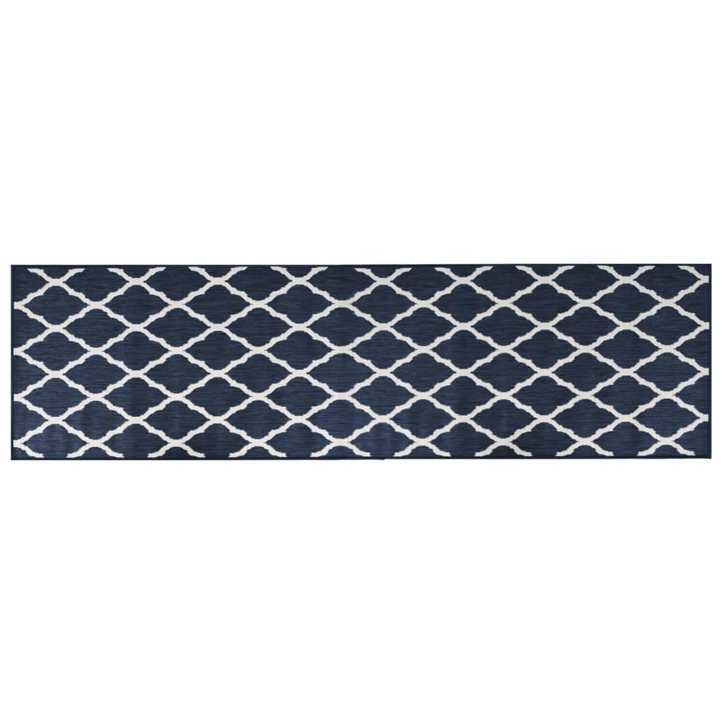 Outdoor-Teppich Marineblau Weiß 80x250 cm Beidseitig Nutzbar