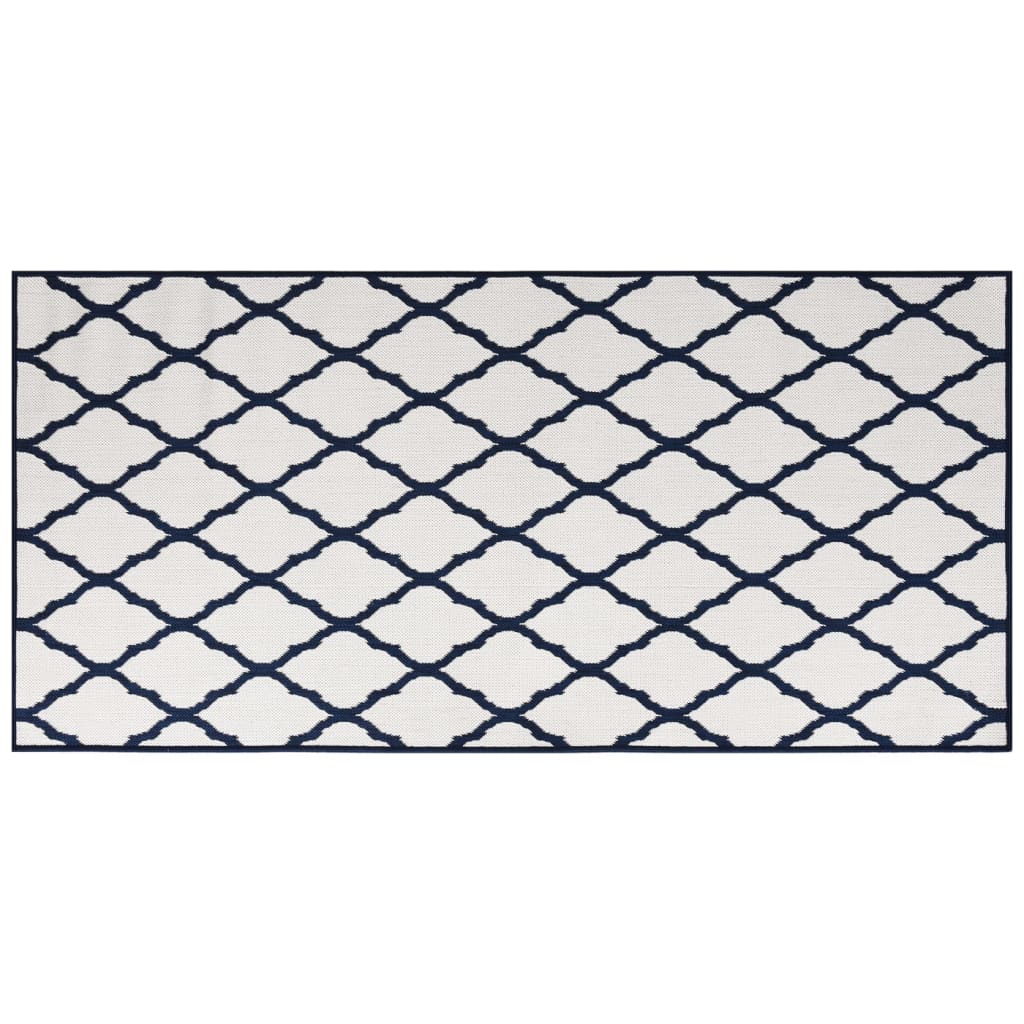 Tapis extérieur bleu marine blanc 100x200 cm Utilisable des deux côtés