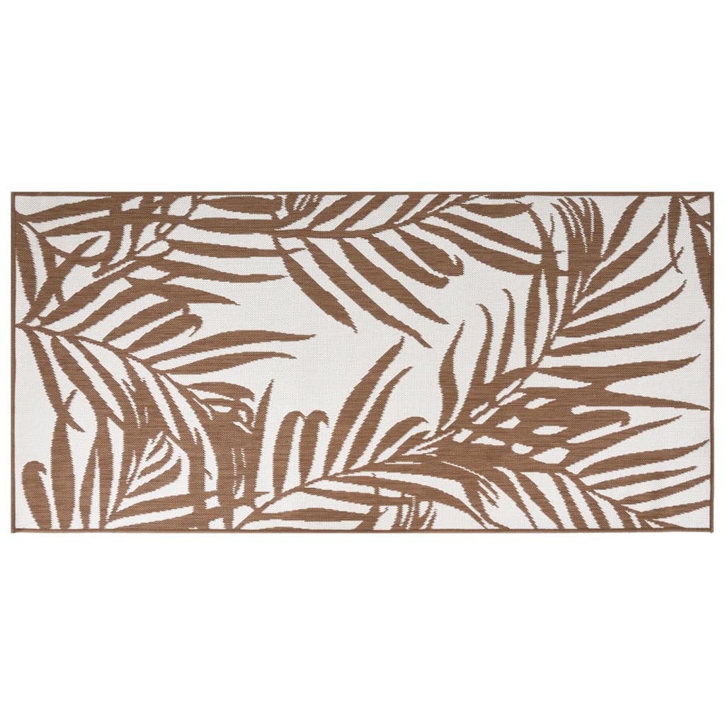 Tapis d'extérieur marron et blanc 80x150 cm Utilisable des deux côtés