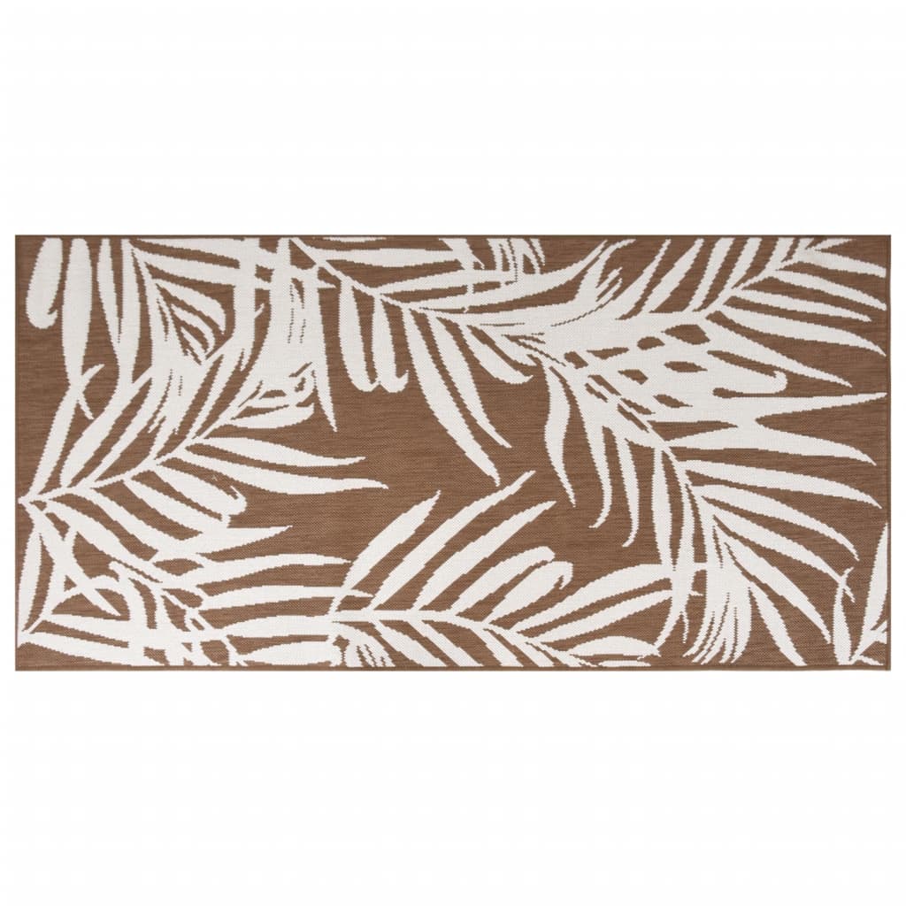 Tapis d'extérieur marron et blanc 80x150 cm Utilisable des deux côtés