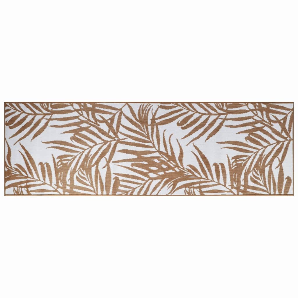 Tapis d'extérieur marron et blanc 80x250 cm Utilisable des deux côtés