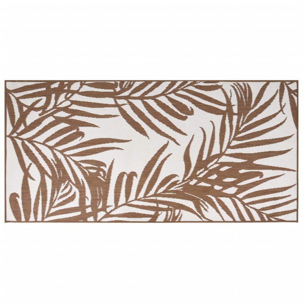 Tapis d'extérieur marron et blanc 100x200 cm Utilisable des deux côtés