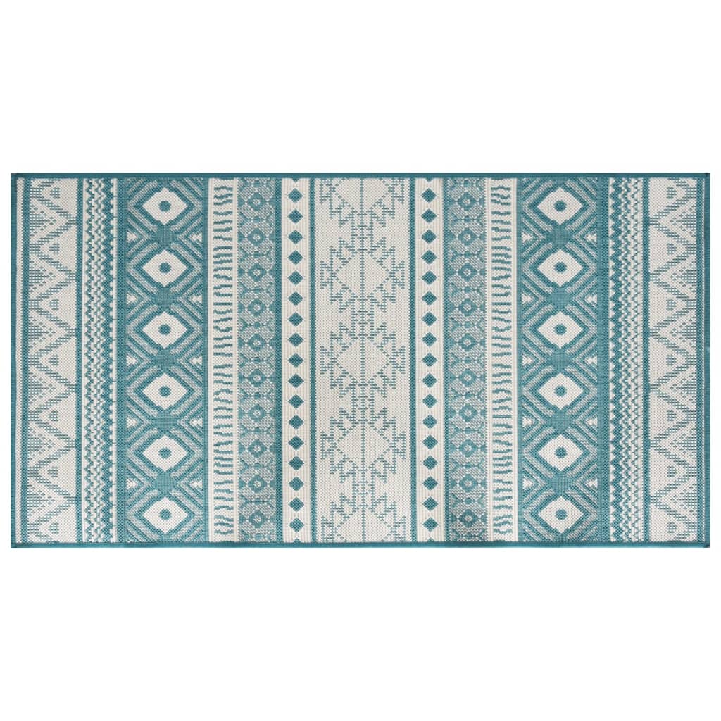 Tapis d'extérieur bleu aqua et blanc 80x150 cm Utilisable des deux côtés