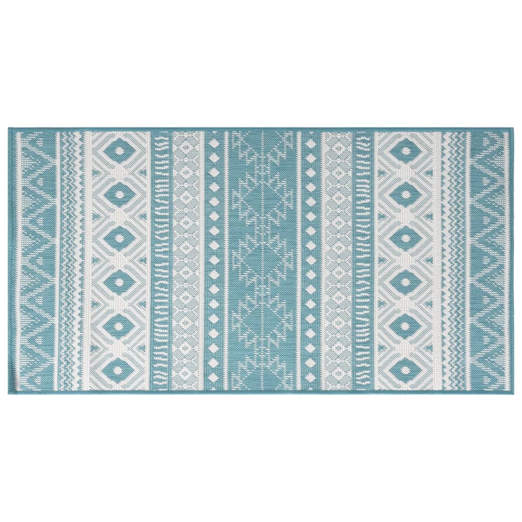 Tapis d'extérieur bleu aqua et blanc 80x150 cm Utilisable des deux côtés