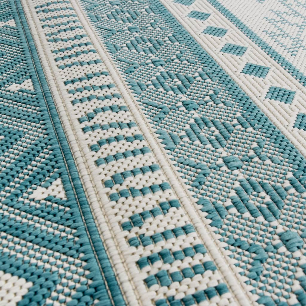 Tapis d'extérieur bleu aqua et blanc 80x150 cm Utilisable des deux côtés