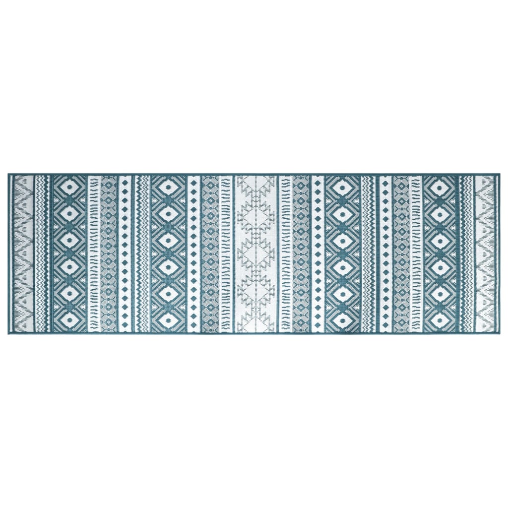 Outdoor-Teppich Aquablau und Weiß 80x250 cm Beidseitig Nutzbar