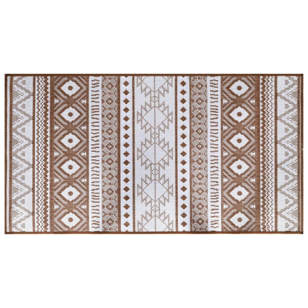 Tapis d'extérieur marron et blanc 80x150 cm Utilisable des deux côtés