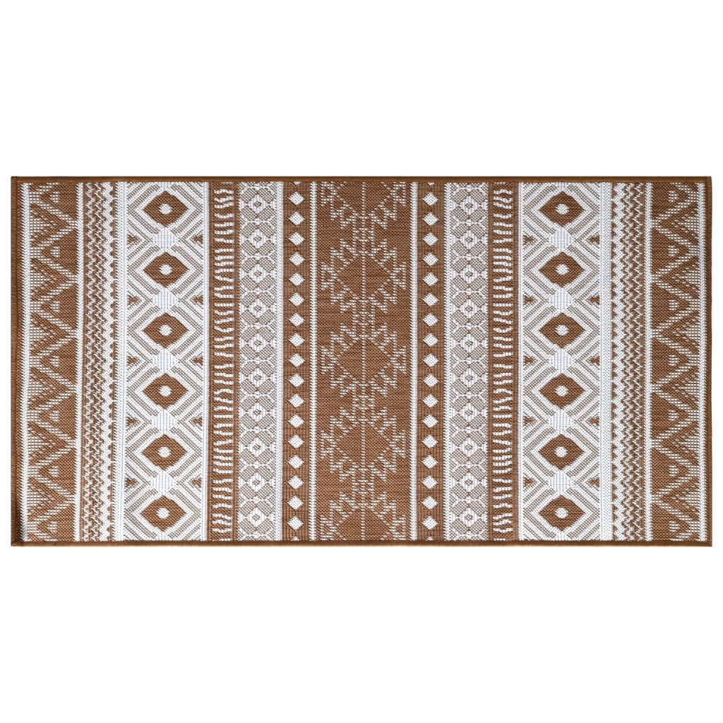 Tapis d'extérieur marron et blanc 80x150 cm Utilisable des deux côtés