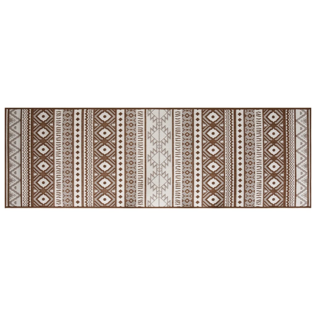 Tapis d'extérieur marron et blanc 80x250 cm Utilisable des deux côtés