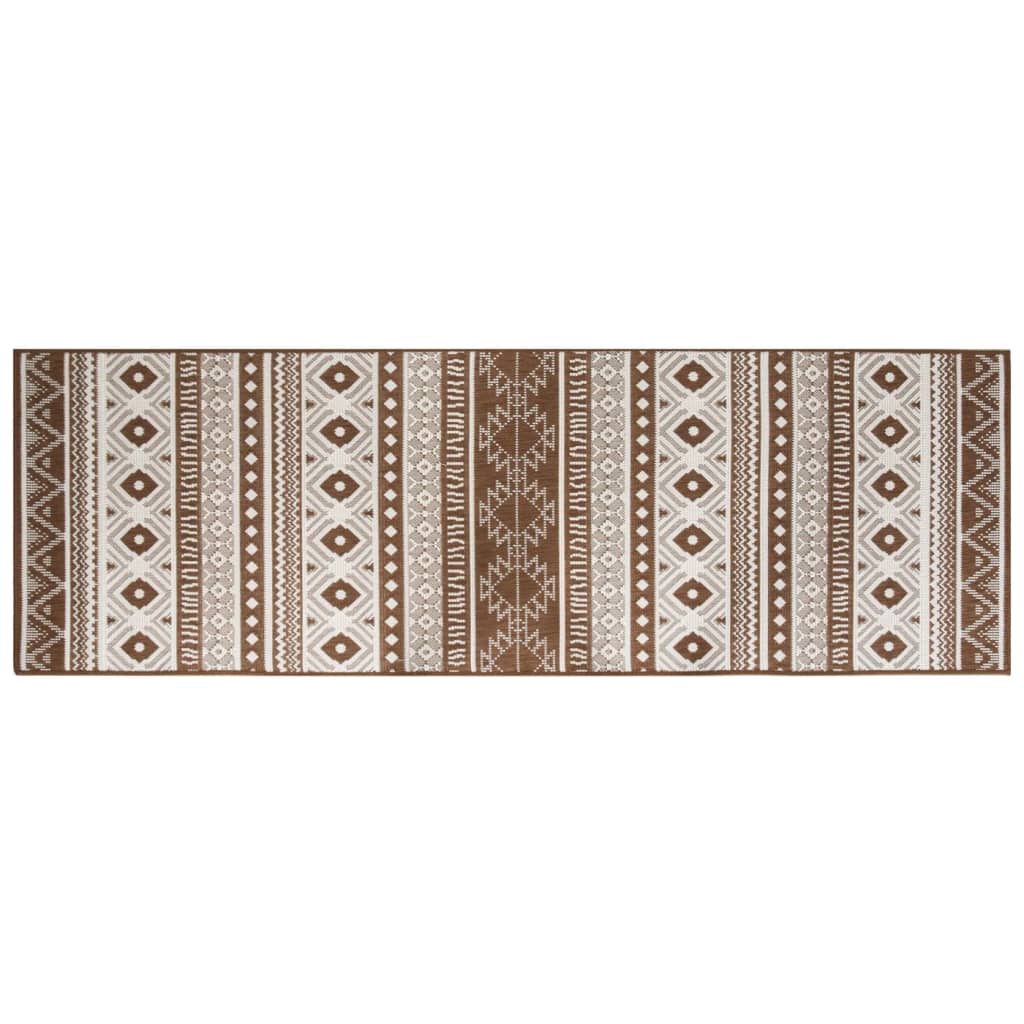 Tapis d'extérieur marron et blanc 80x250 cm Utilisable des deux côtés