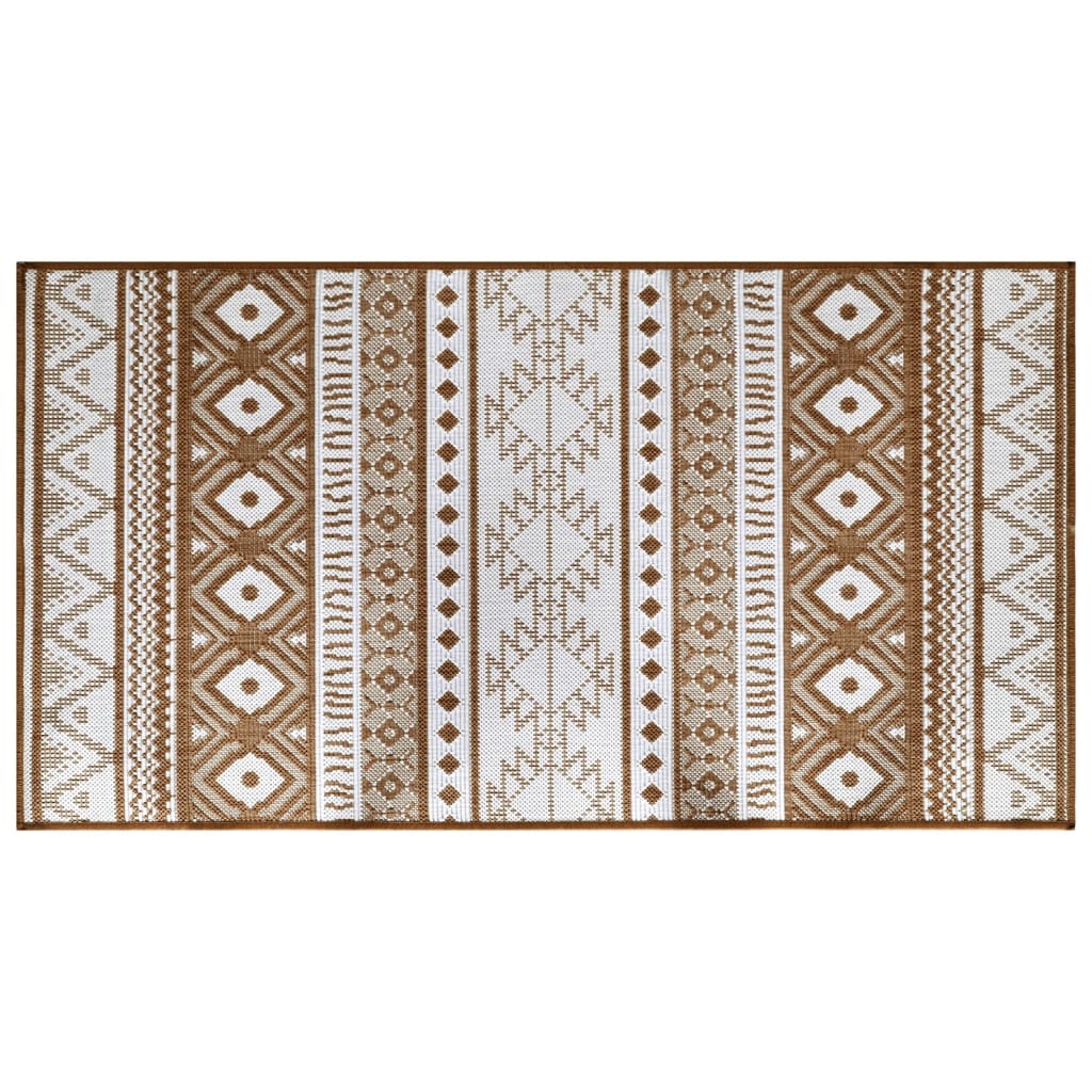 Outdoor-Teppich Braun und Weiß 100x200 cm Beidseitig Nutzbar