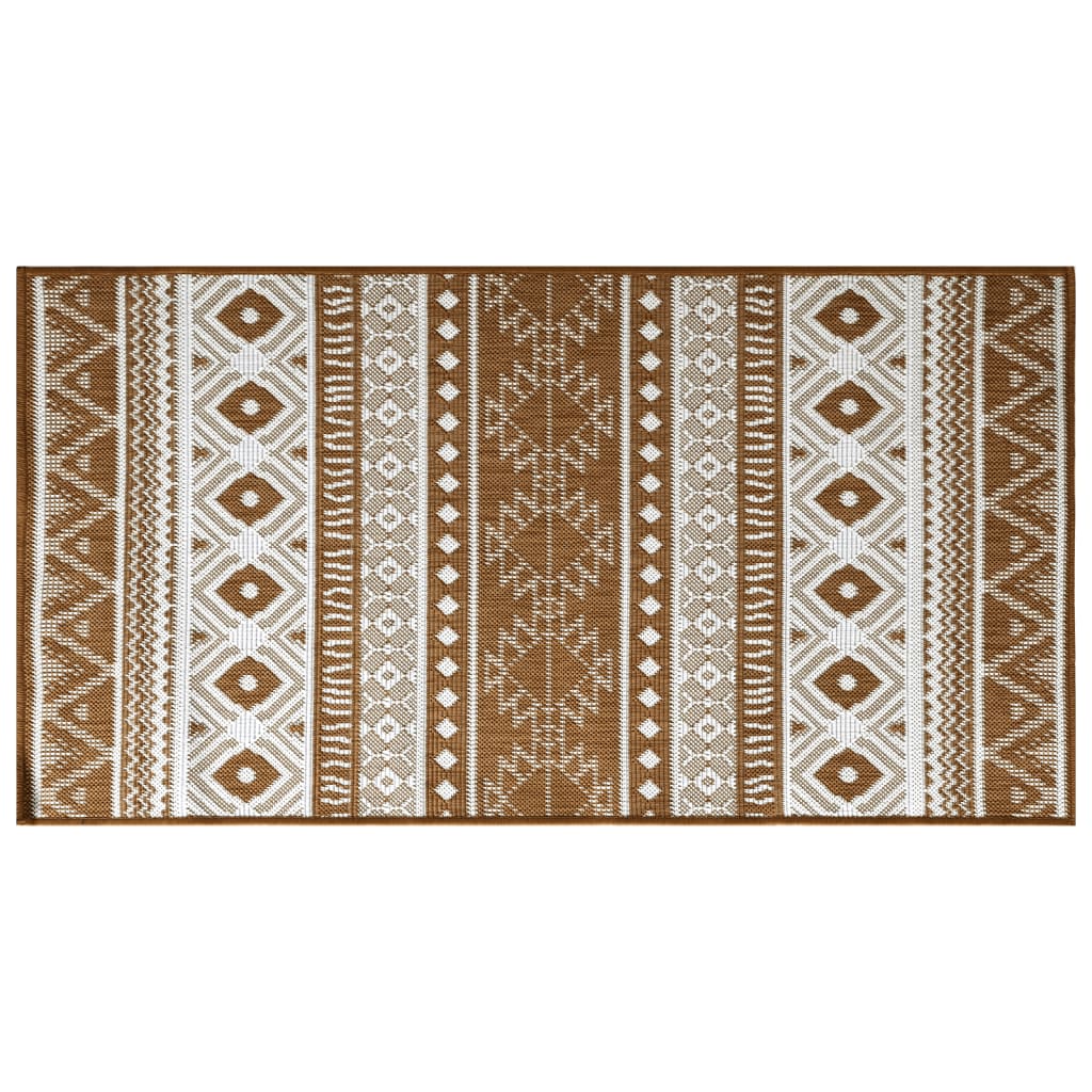 Outdoor-Teppich Braun und Weiß 100x200 cm Beidseitig Nutzbar