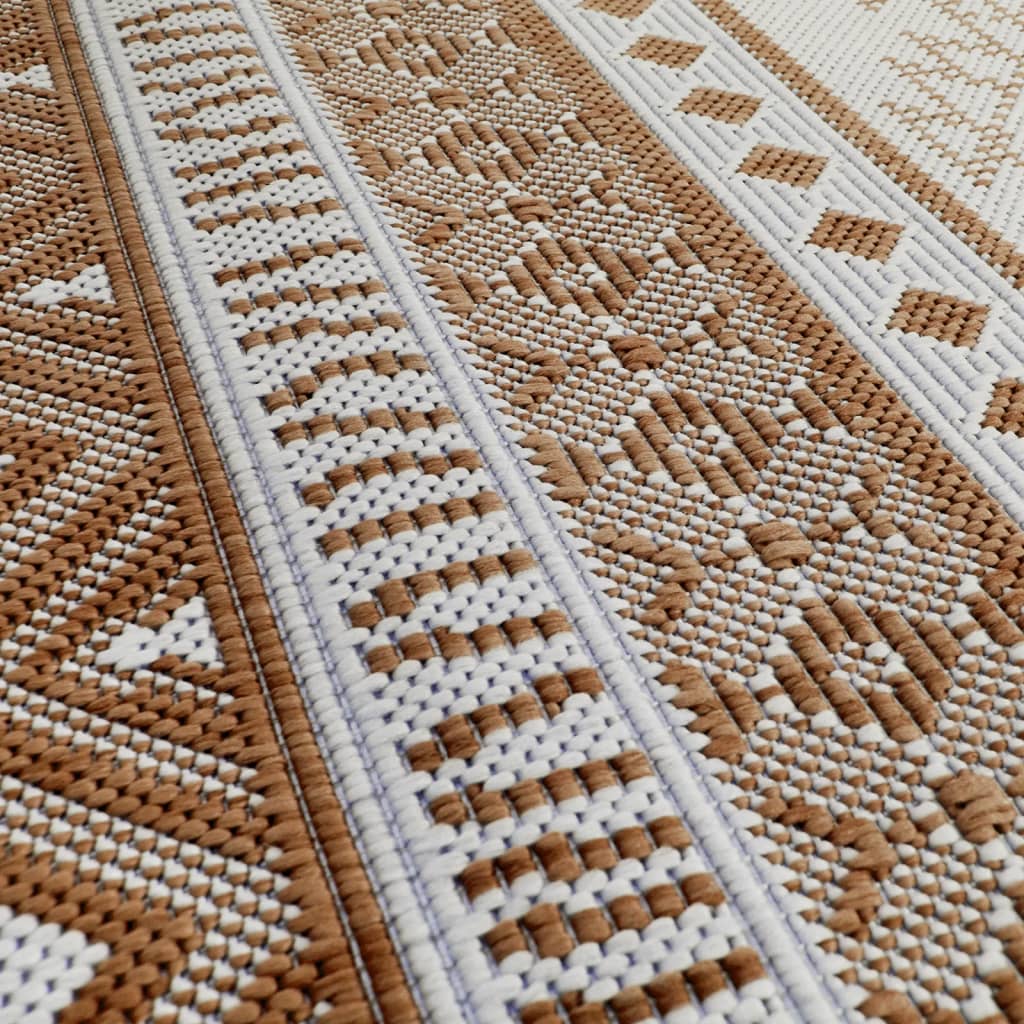 Outdoor-Teppich Braun und Weiß 100x200 cm Beidseitig Nutzbar