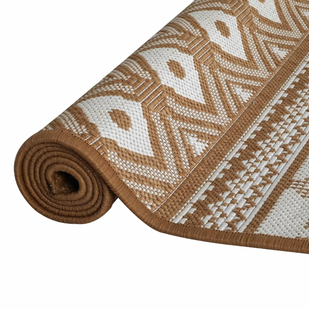 Outdoor-Teppich Braun und Weiß 100x200 cm Beidseitig Nutzbar