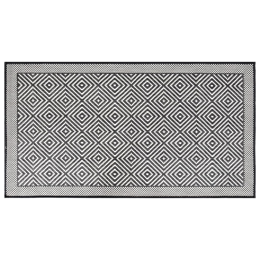 Outdoor-Teppich Grau und Weiß 100x200 cm Beidseitig Nutzbar