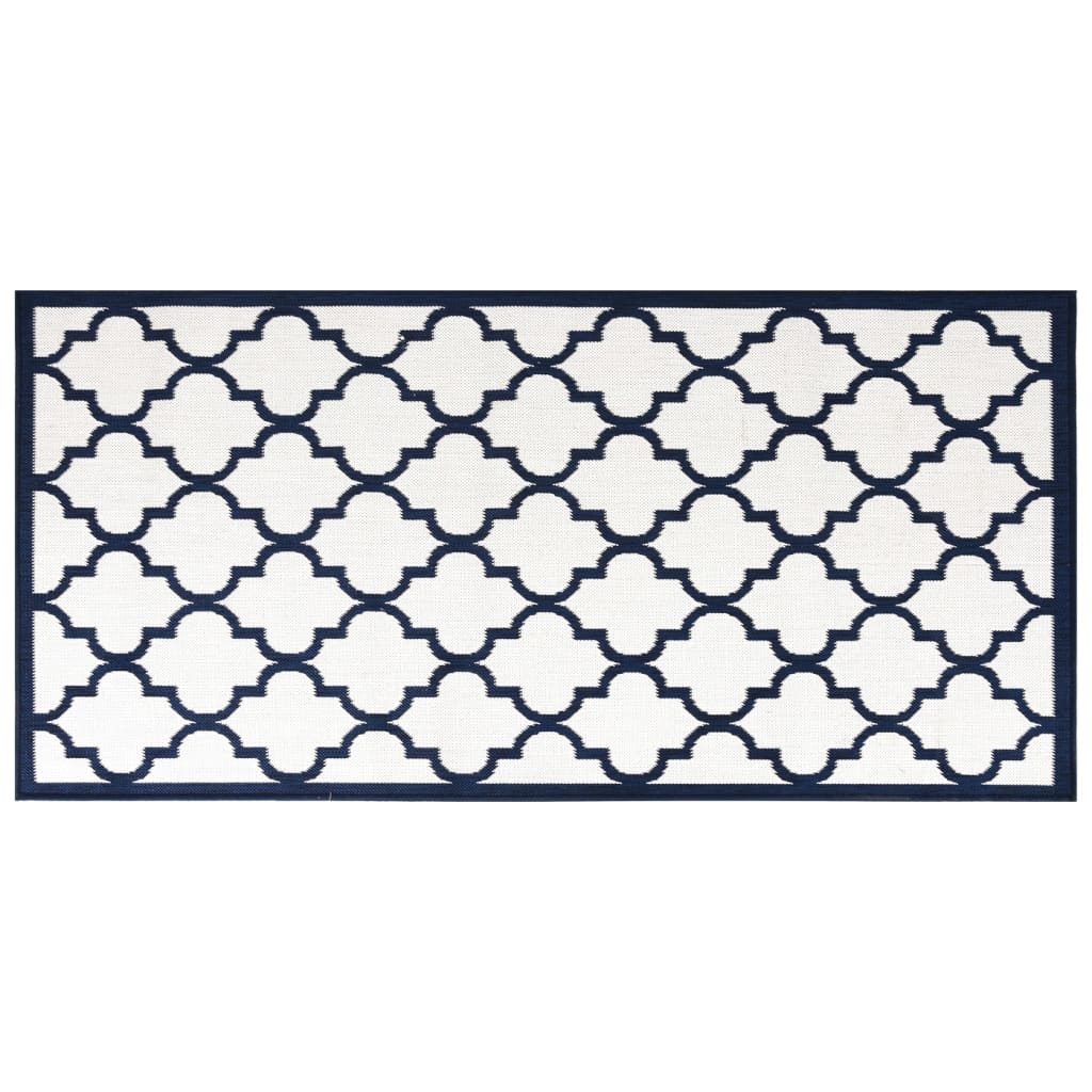 Tapis extérieur bleu marine blanc 80x150 cm Utilisable des deux côtés