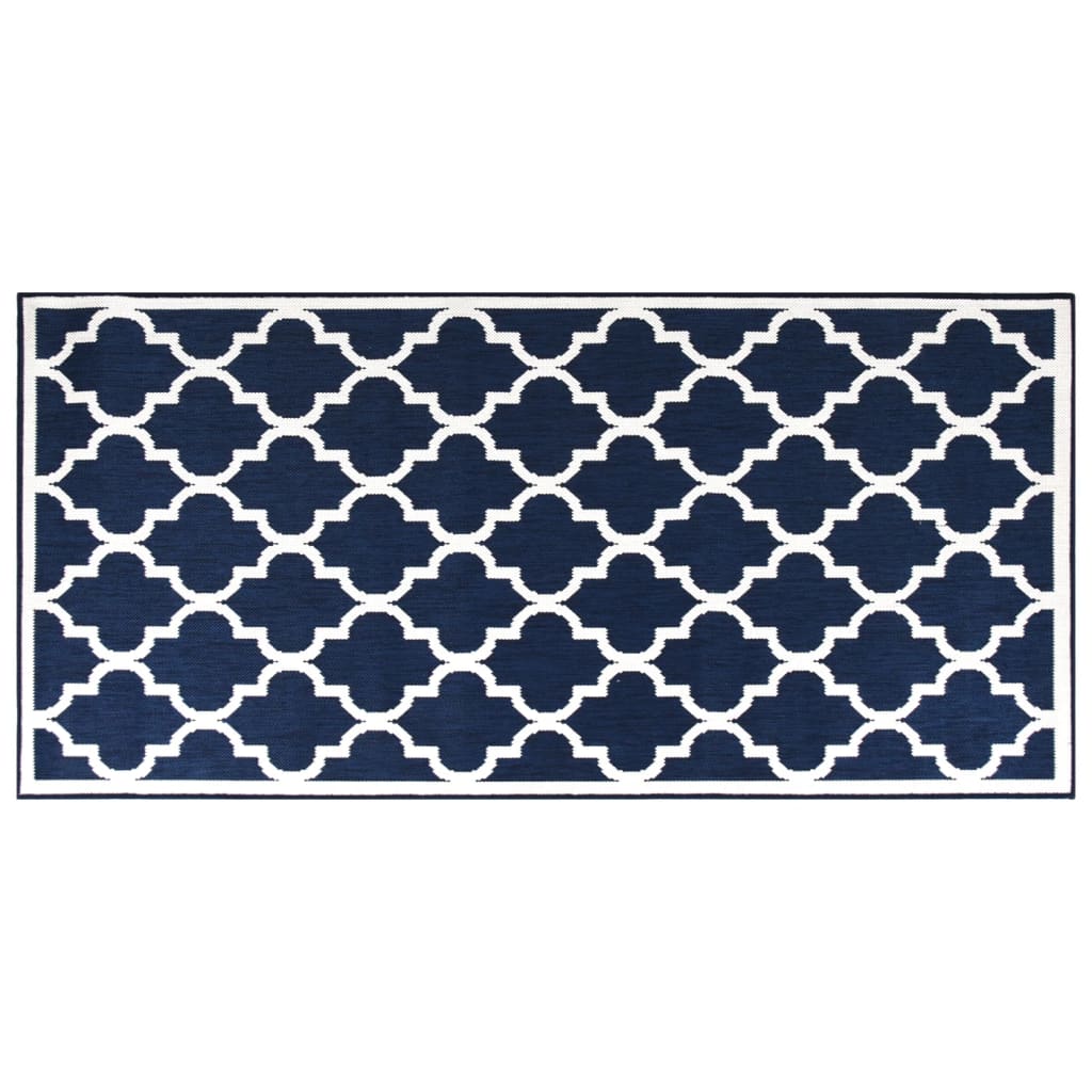 Tapis extérieur bleu marine blanc 80x150 cm Utilisable des deux côtés