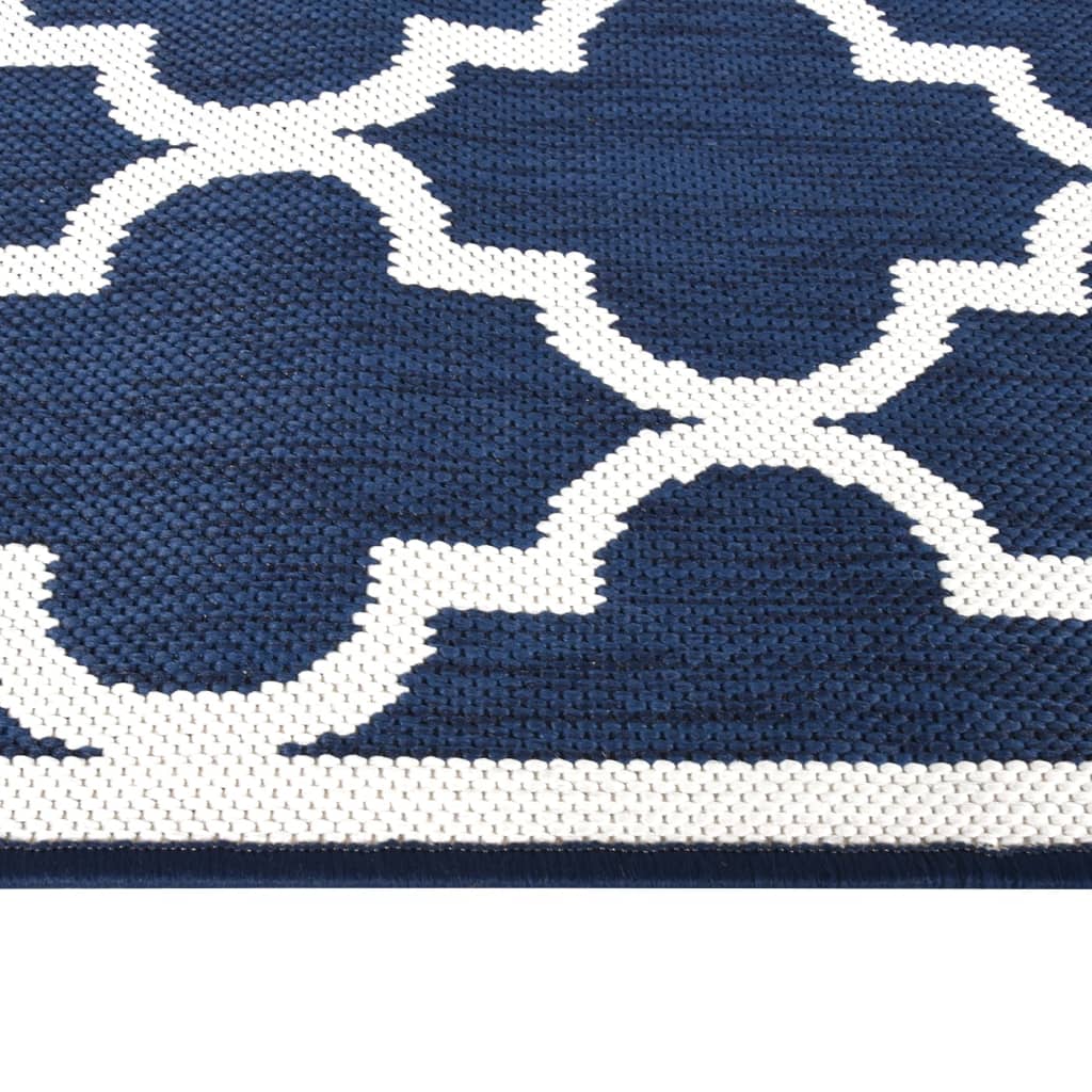 Tapis extérieur bleu marine blanc 80x150 cm Utilisable des deux côtés