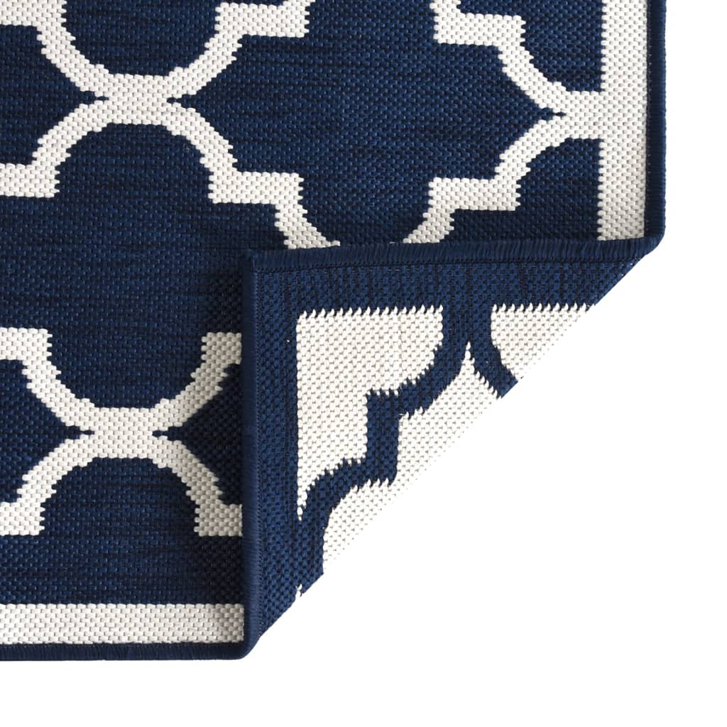 Tapis extérieur bleu marine blanc 80x150 cm Utilisable des deux côtés