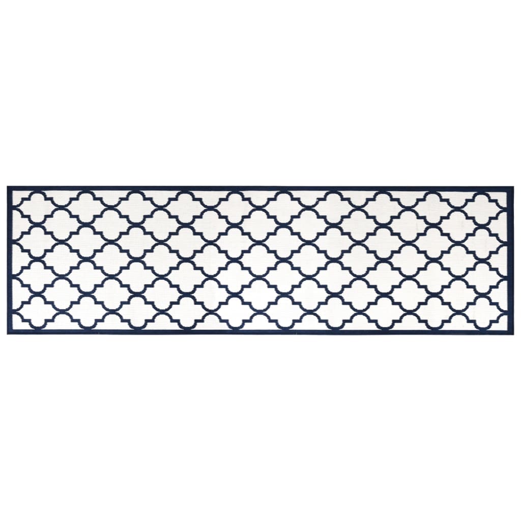 Tapis extérieur bleu marine blanc 80x250 cm Utilisable des deux côtés