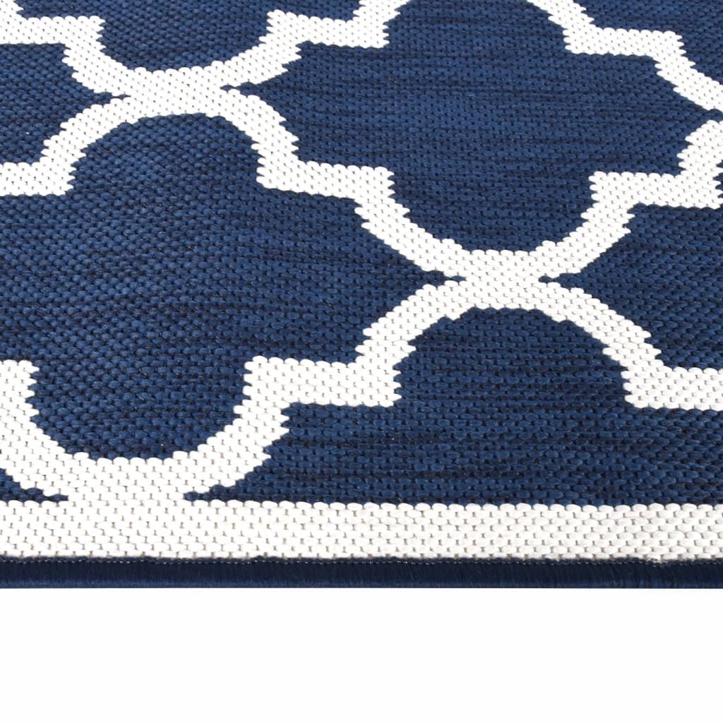 Tapis extérieur bleu marine blanc 80x250 cm Utilisable des deux côtés