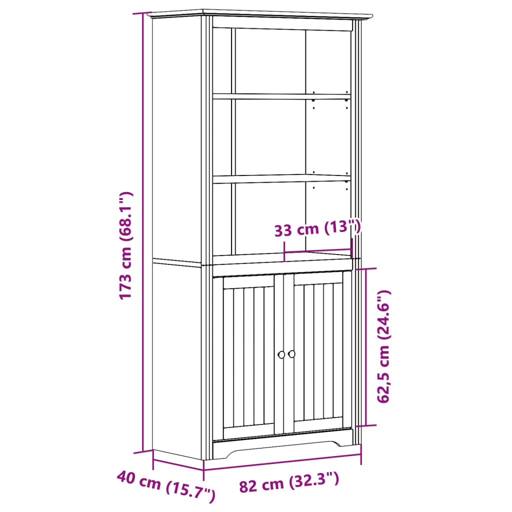 BODO bookcase grey 82x40x173 cm solid pine wood