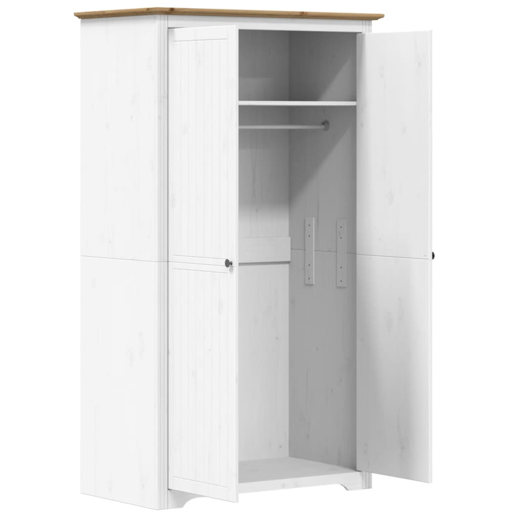 Armoire BODO blanc et marron 99x53,5x173 cm bois de pin