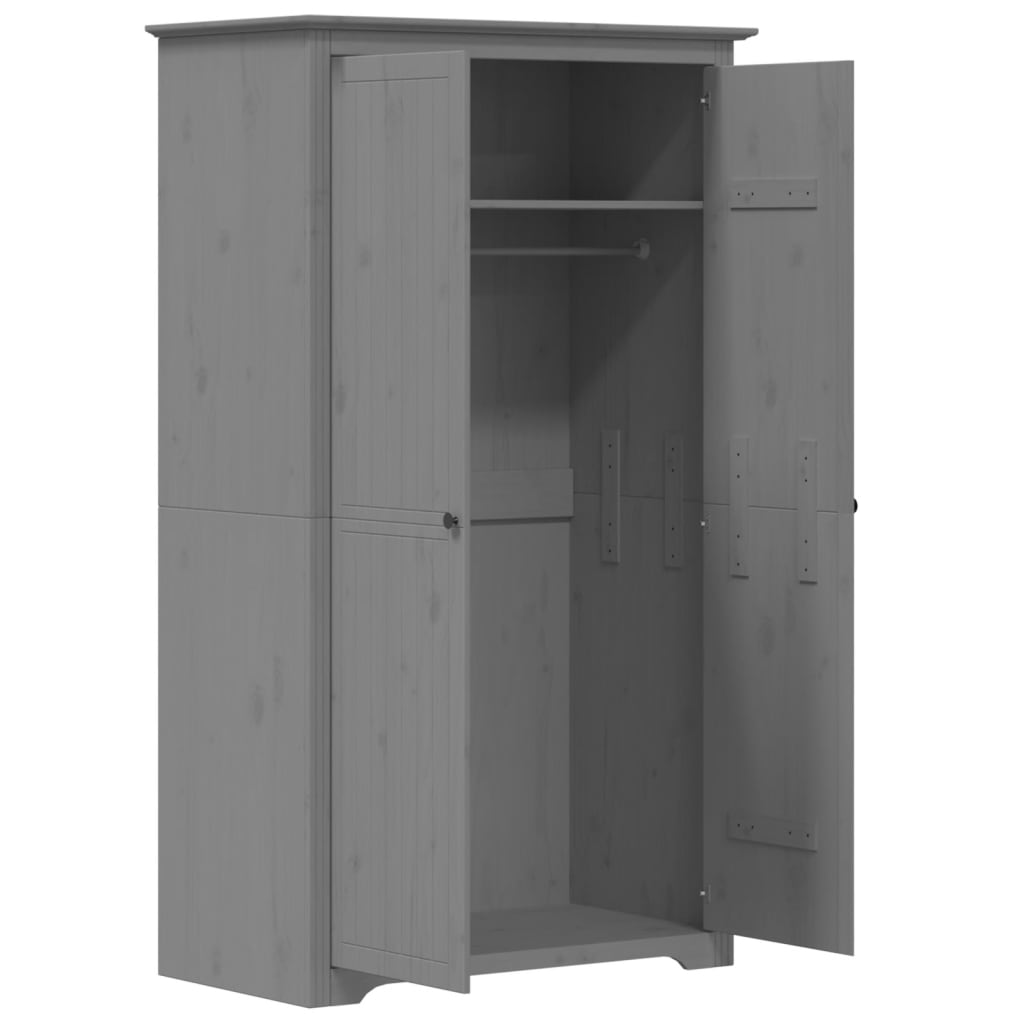 Armoire BODO gris 99x53,5x173 cm bois de pin massif