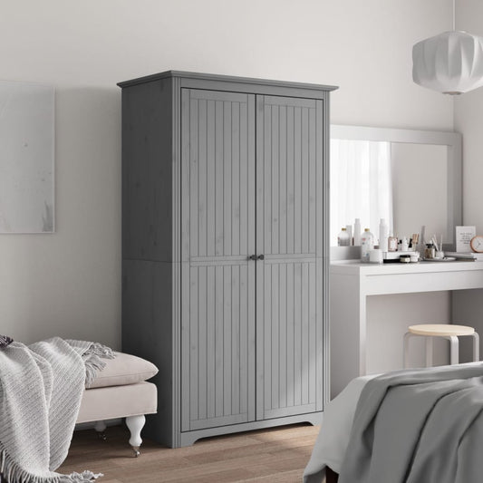 Armoire BODO gris 99x53,5x173 cm bois de pin massif