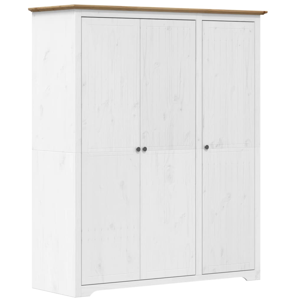 Armoire BODO blanc et marron 146x53,5x173 cm bois de pin