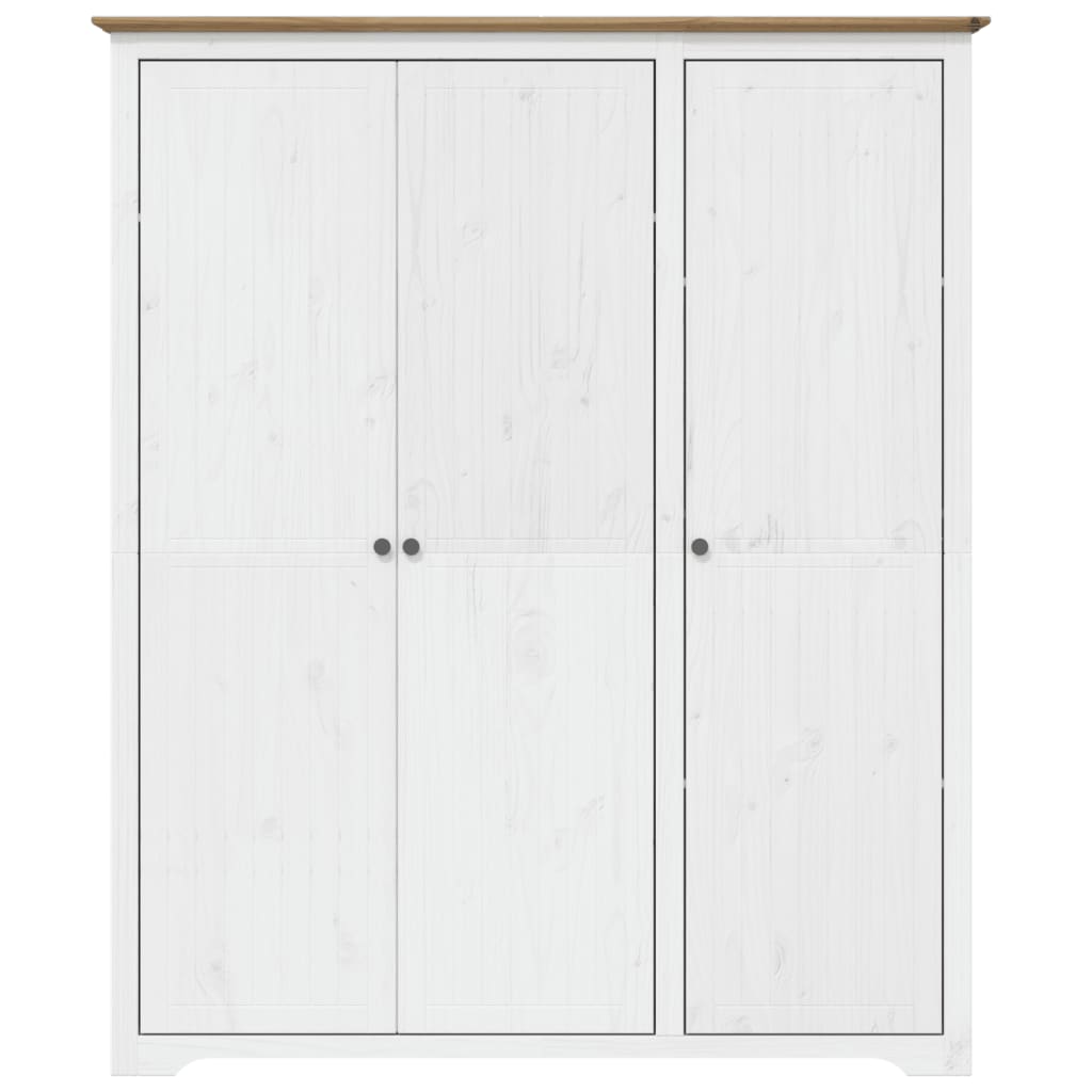 Armoire BODO blanc et marron 146x53,5x173 cm bois de pin