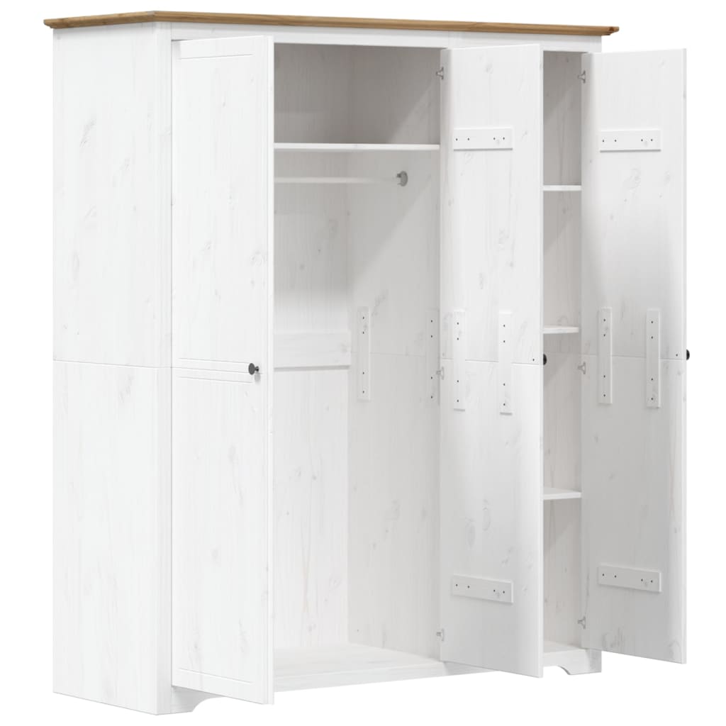 Armoire BODO blanc et marron 146x53,5x173 cm bois de pin