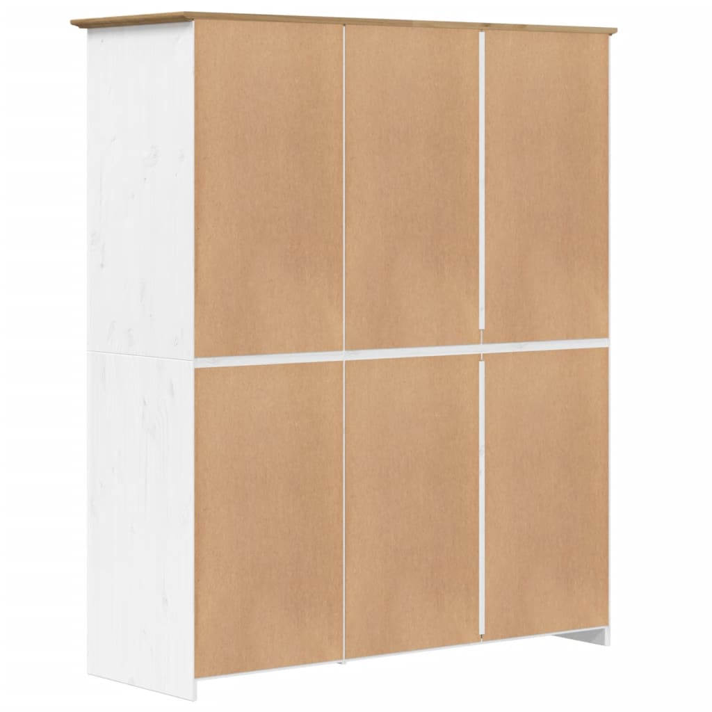 Armoire BODO blanc et marron 146x53,5x173 cm bois de pin