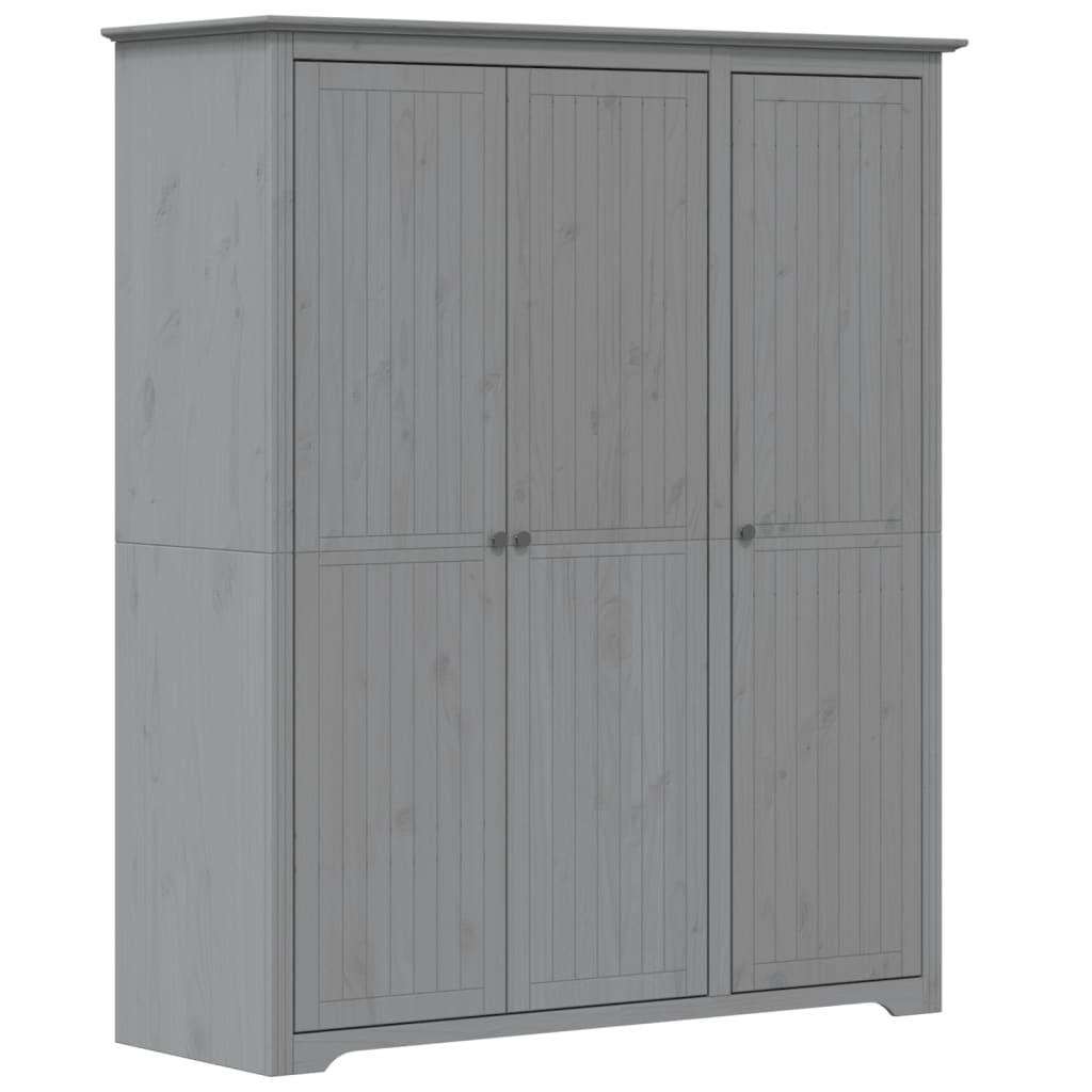 Kleiderschrank BODO Grau 146x53,5x173 cm Massivholz Kiefer