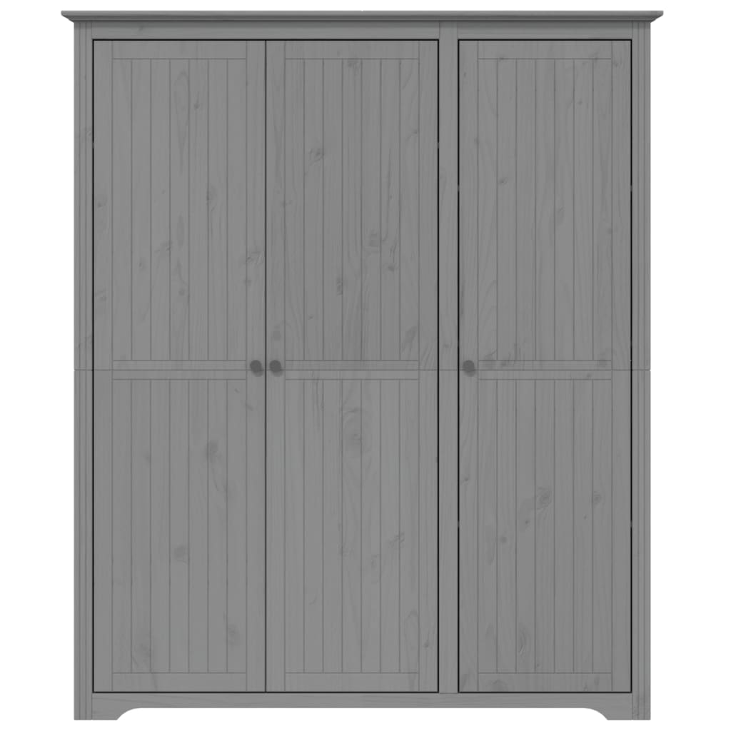 Kleiderschrank BODO Grau 146x53,5x173 cm Massivholz Kiefer