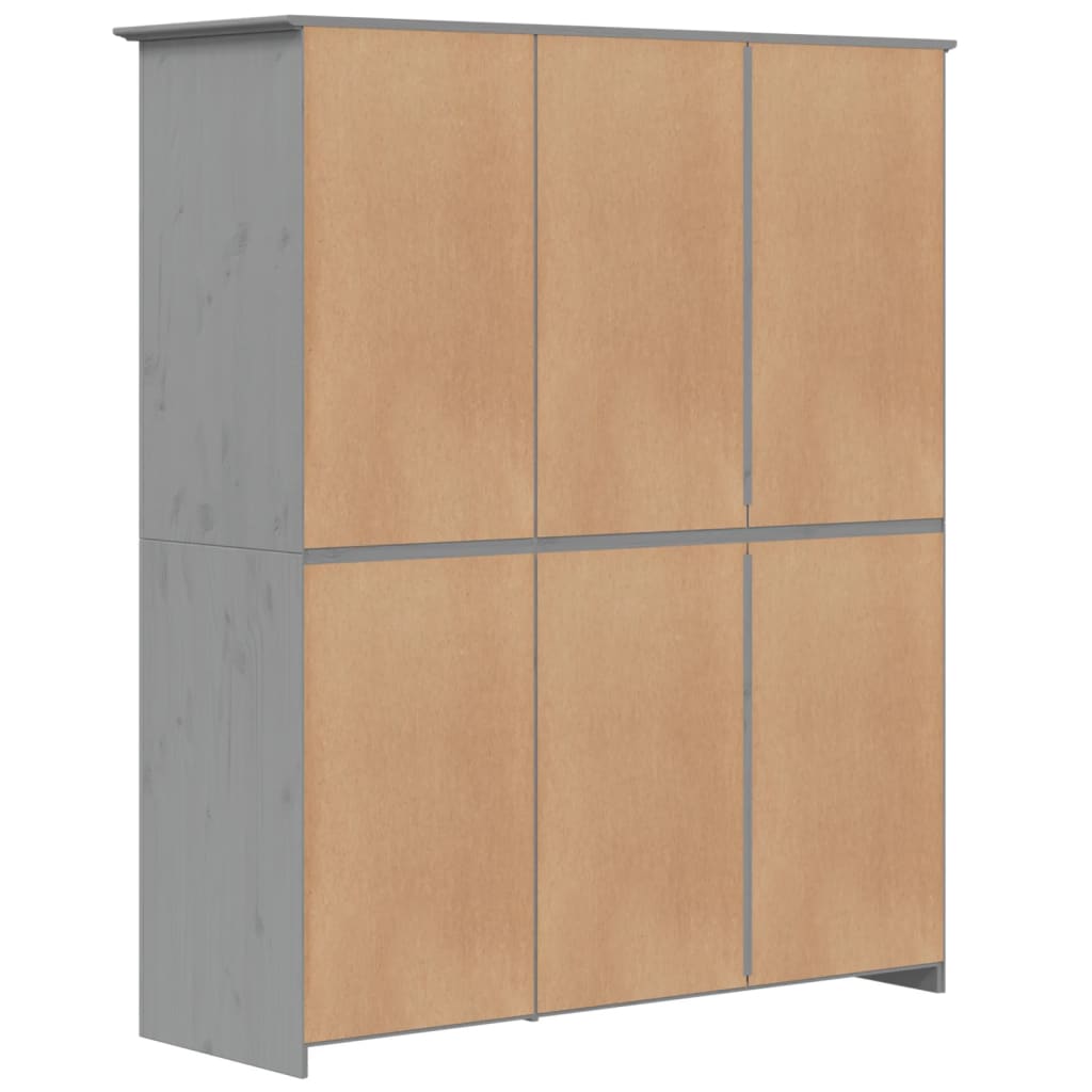 Armoire BODO gris 146x53,5x173 cm bois de pin massif