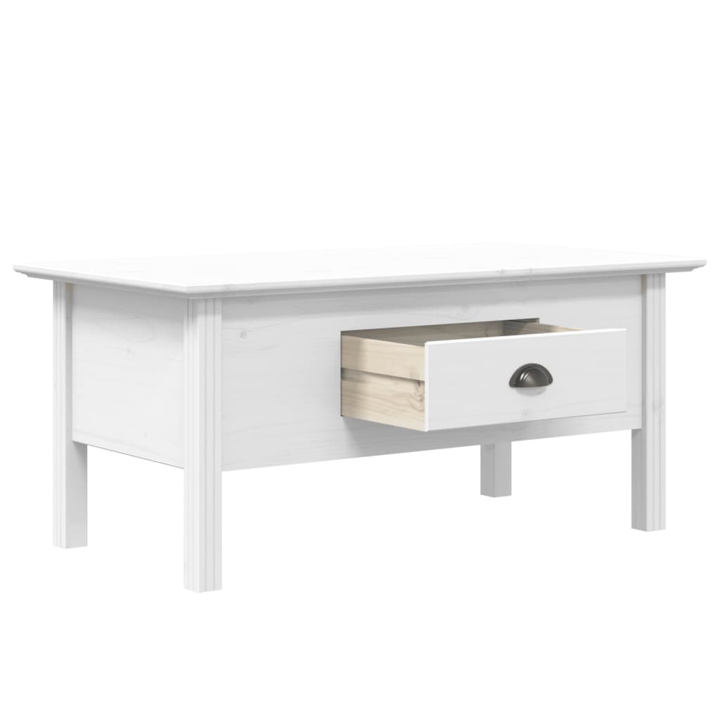 Table basse BODO blanc 100x55x45 cm bois de pin massif