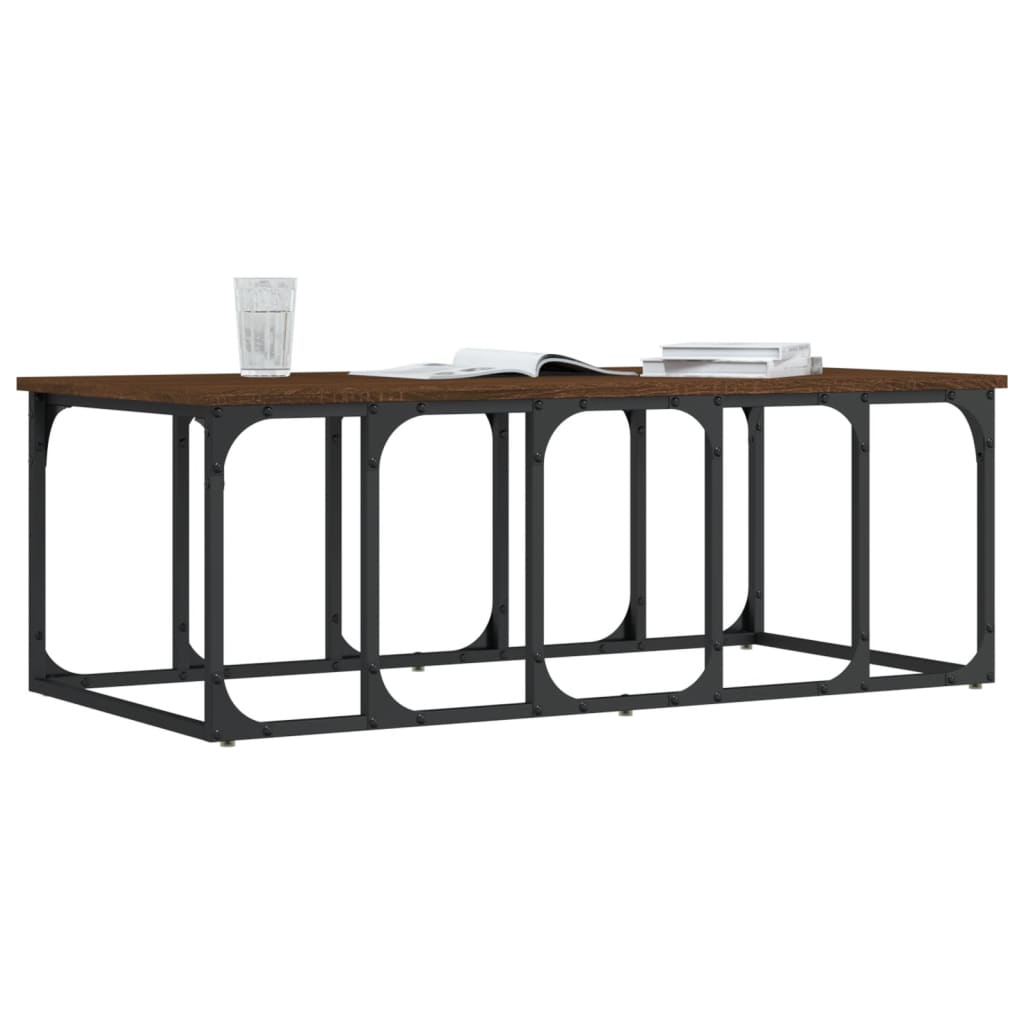 Table basse aspect chêne brun 100x50x35,5 cm en bois