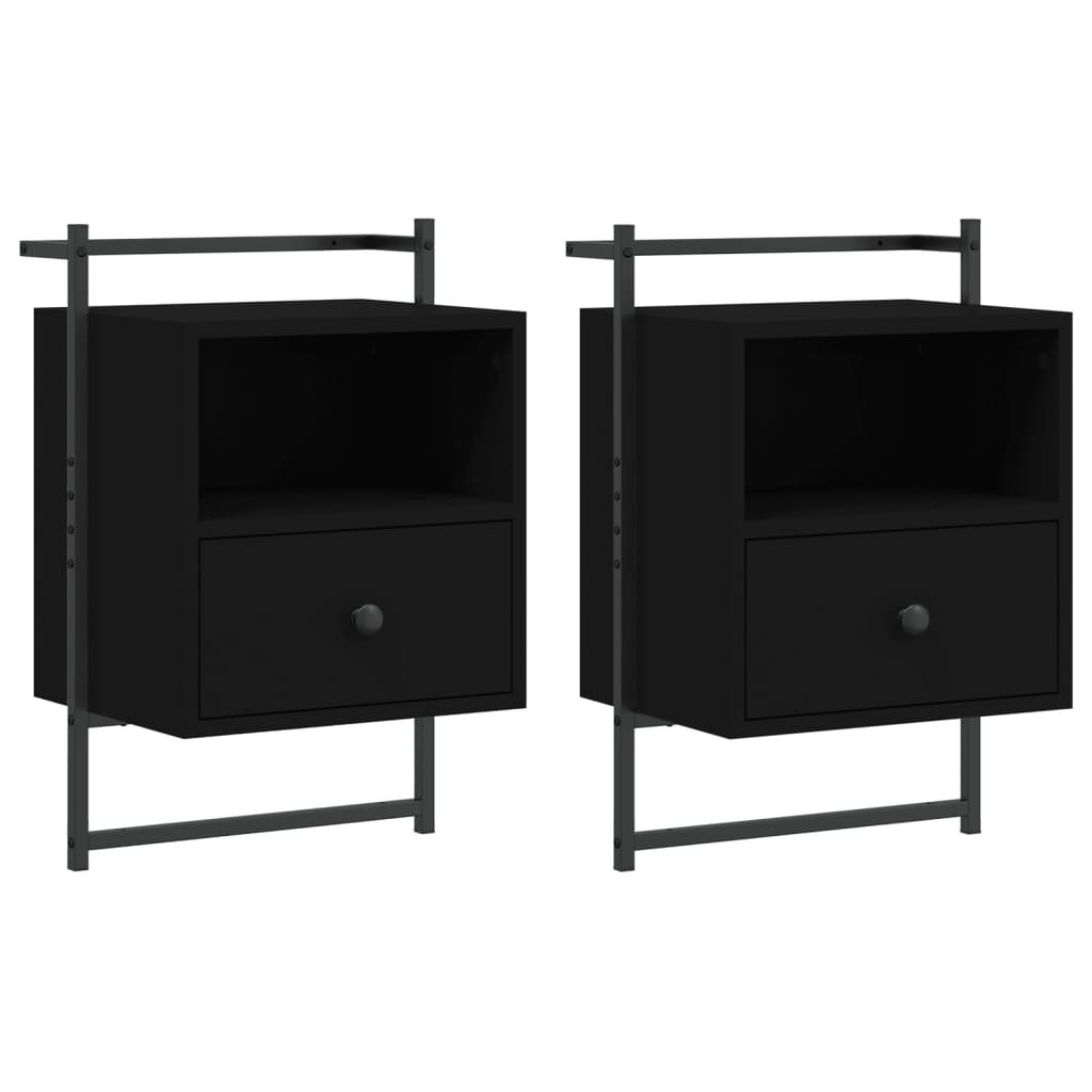 Wand-Nachttische 2 Stk. Schwarz 40x30x61 cm Holzwerkstoff