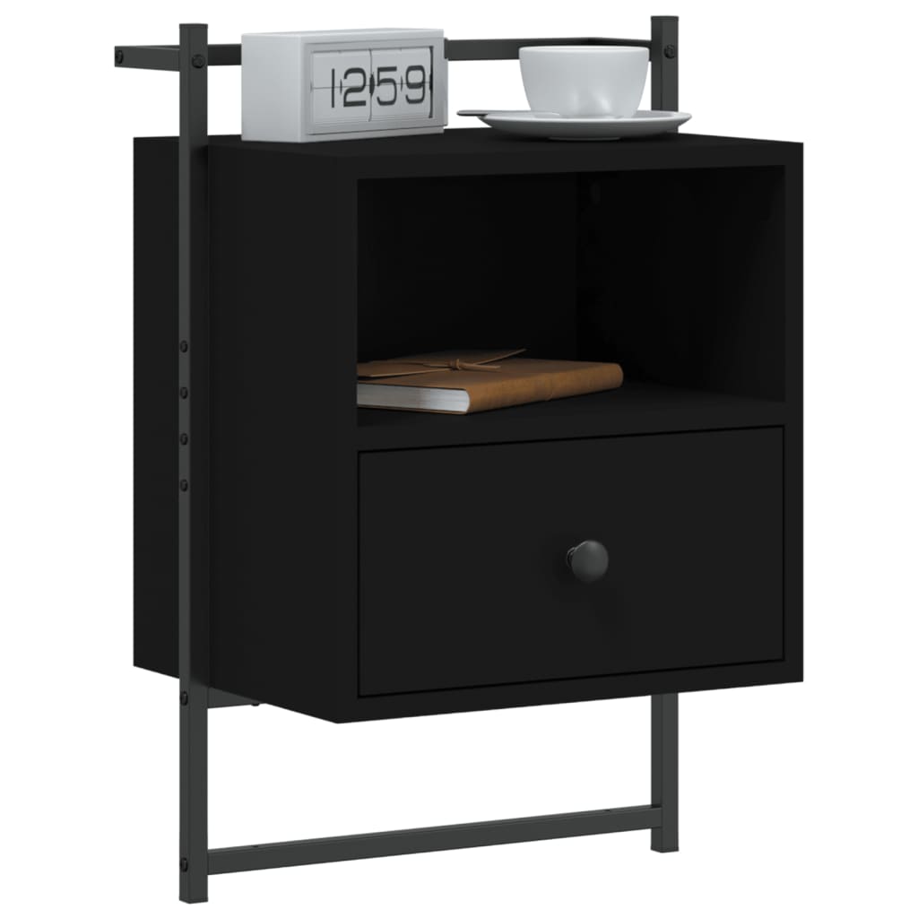 Wand-Nachttische 2 Stk. Schwarz 40x30x61 cm Holzwerkstoff