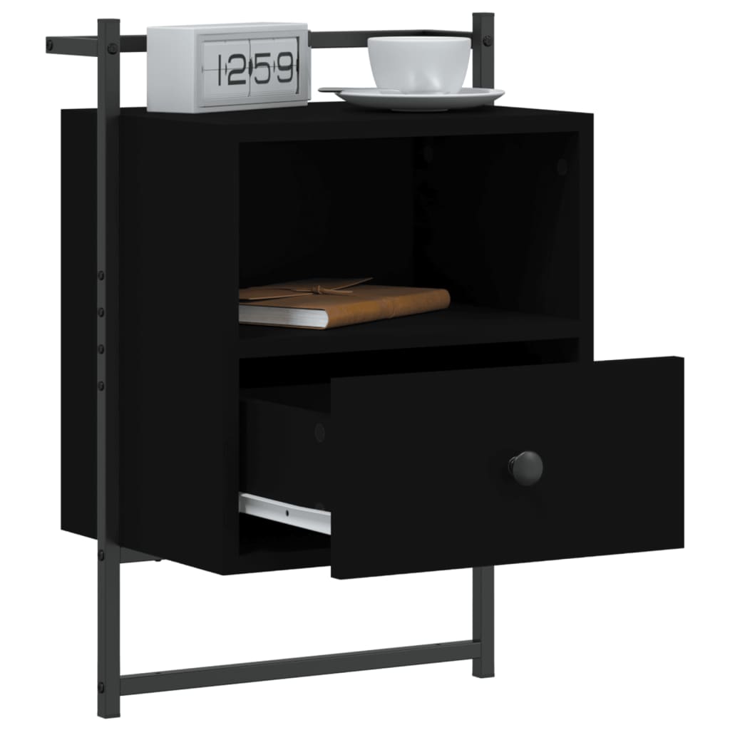 Wand-Nachttische 2 Stk. Schwarz 40x30x61 cm Holzwerkstoff