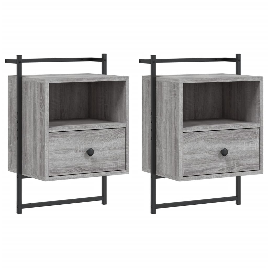 Tables de chevet murales 2 pcs. Gris Sonoma 40x30x61 cm matériau bois