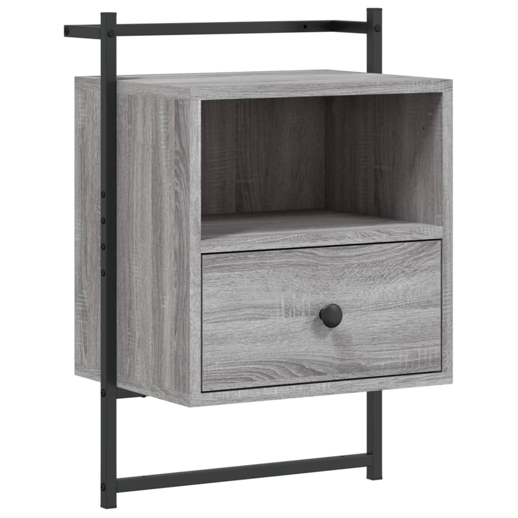 Wand-Nachttische 2 Stk. Grau Sonoma 40x30x61 cm Holzwerkstoff