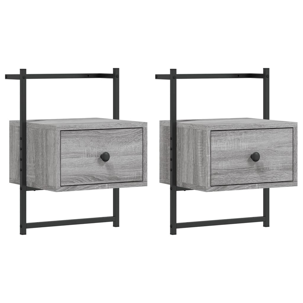 Tables de chevet murales 2 pcs. Gris Sonoma 35x30x51 cm matériau bois