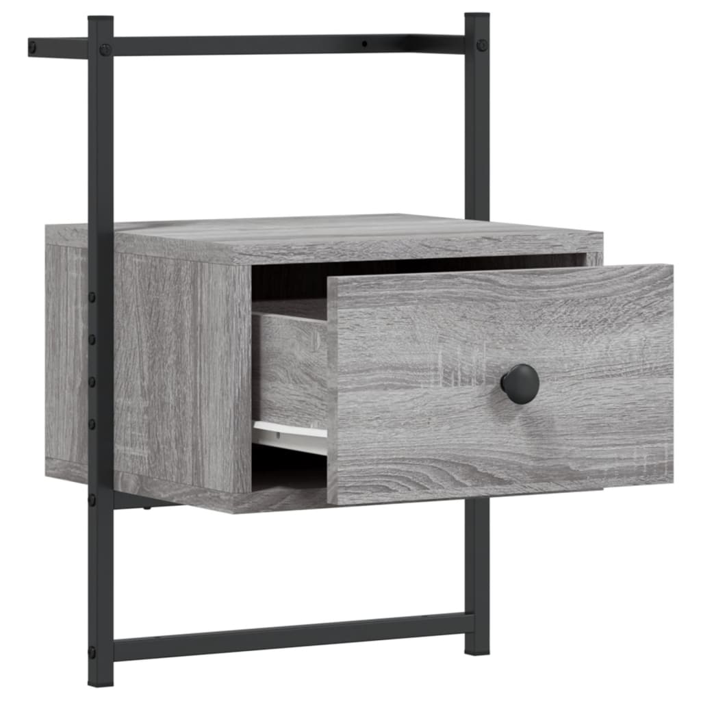 Wand-Nachttische 2 Stk. Grau Sonoma 35x30x51 cm Holzwerkstoff