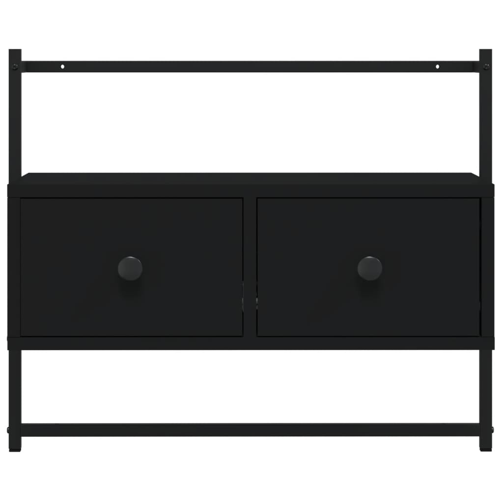 Meuble TV mural noir 60,5x30x51 cm en bois