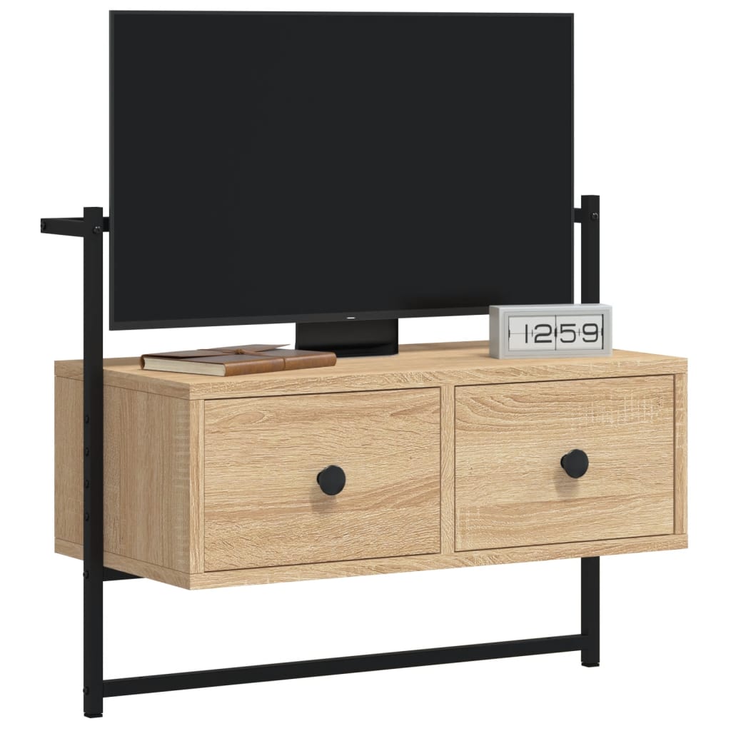 Meuble TV mural chêne Sonoma 60,5x30x51 cm matériau bois