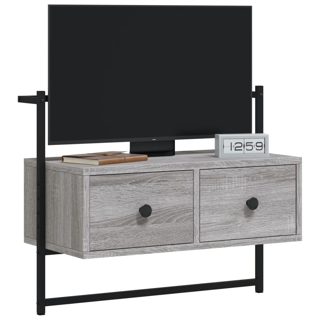 Meuble TV mural gris Sonoma 60,5x30x51 cm en bois