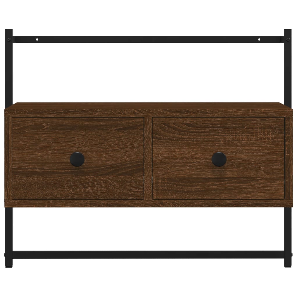 Meuble TV mural chêne marron 60,5x30x51 cm matériau bois