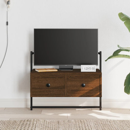 Meuble TV mural chêne marron 60,5x30x51 cm matériau bois